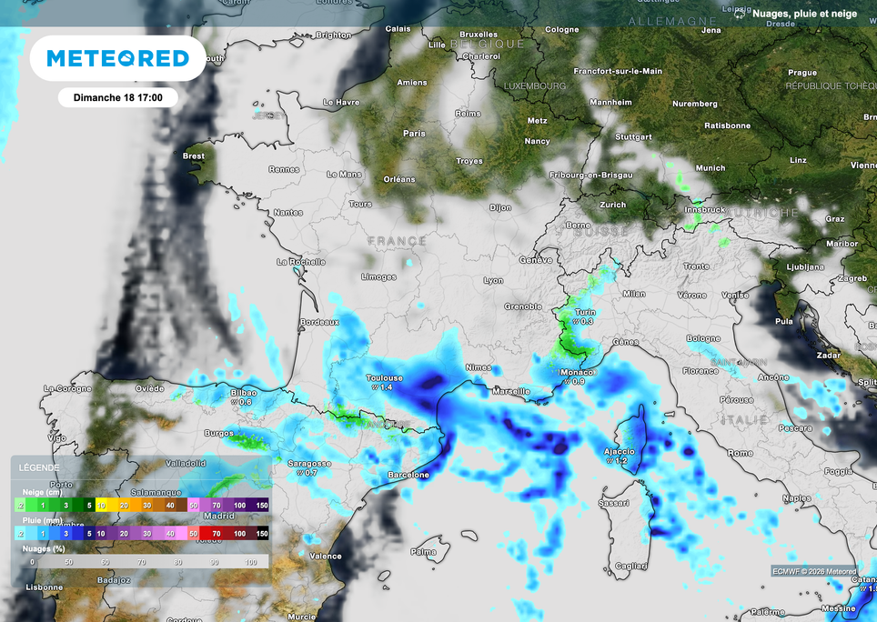 Pluies persistantes en Occitanie jusqu'en milieu de semaine prochaine.