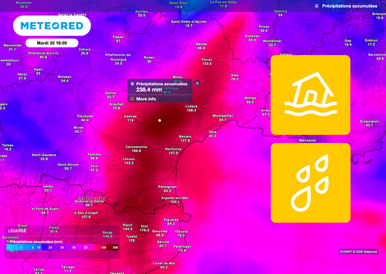 &Eacute;pisode c&eacute;venol et m&eacute;diterran&eacute;en en France : voici les pr&eacute;visions m&eacute;t&eacute;o jusqu'&agrave; mardi !