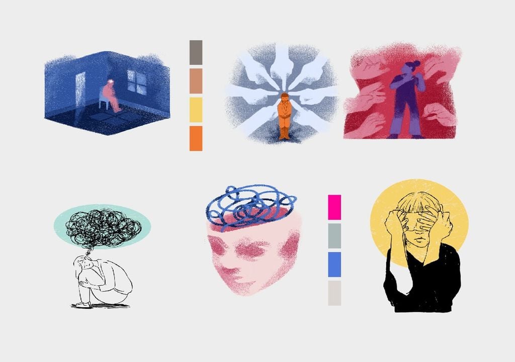 ilustrações representativas de depressão e ansiedade ilustrações representativas de depressão e ansiedade