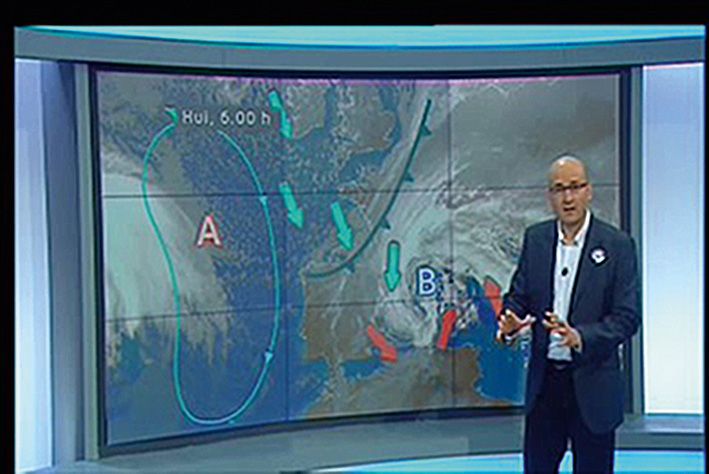 Figura 3Captura de televisión, con Joan Carles Fortea presentando el espacio del tiempo en el extinto Canal 9