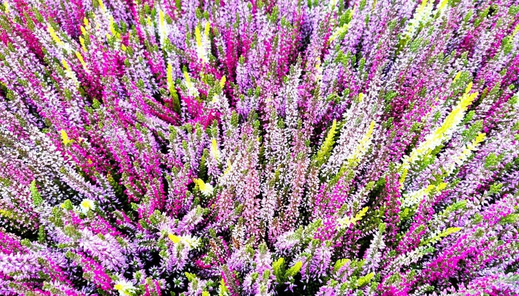 La fioritura presenta diverse tonalità: bianco, rosa, rosso, lilla e viola