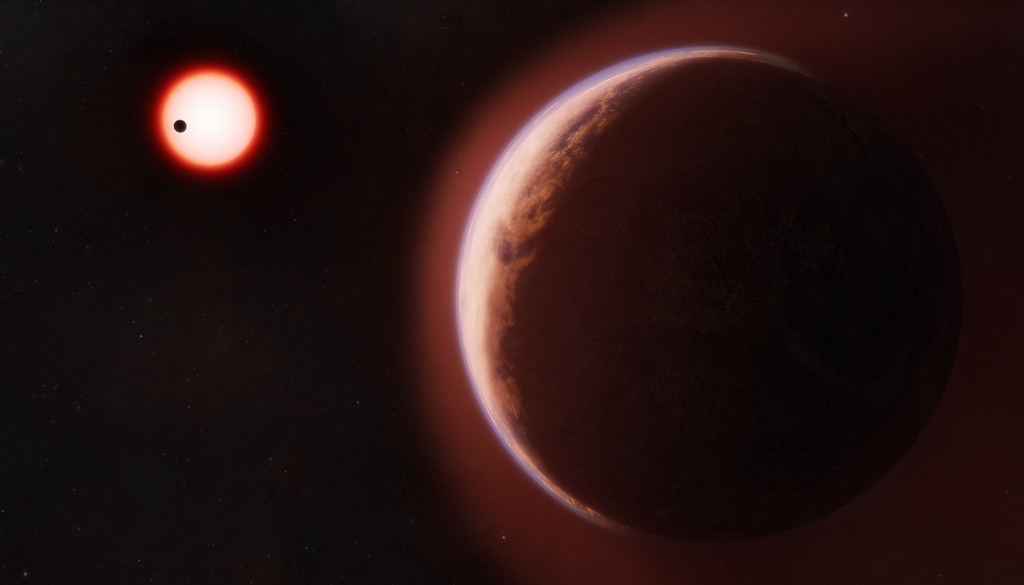 Der Exoplanet LHS 1140 b besitzt eine heliumhaltige Atmosphäre. Der Exoplanet LHS 1140 b besitzt eine heliumhaltige Atmosphäre. Bild: Melissa Weiss/CfA