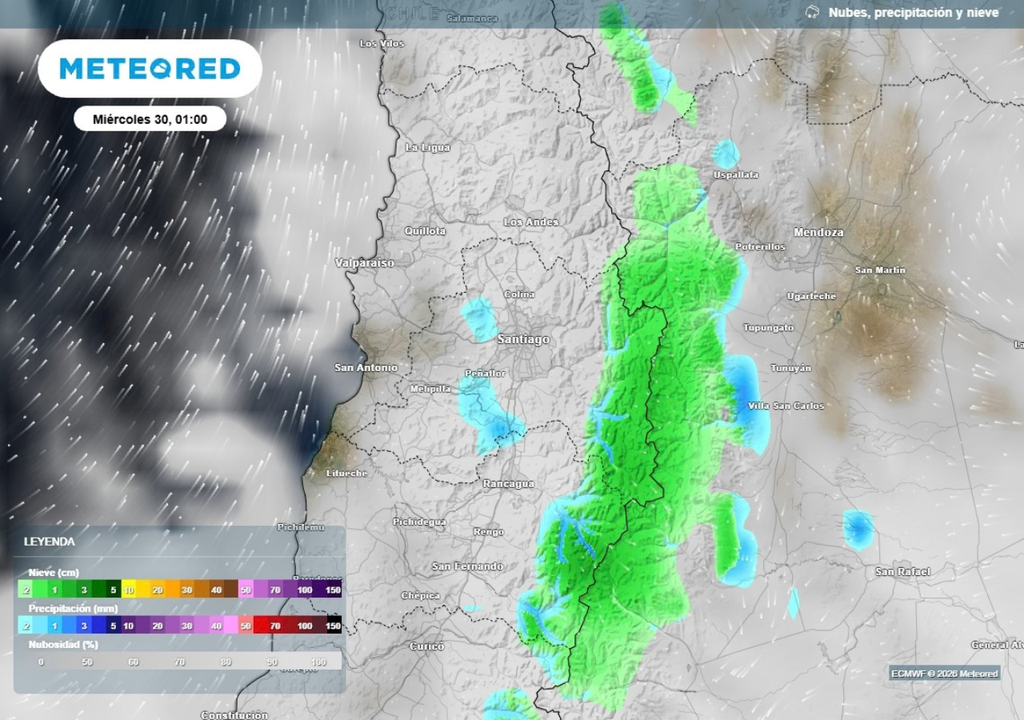 precipitaciones En la cordillera y precordillera de la RM, volverían los chubascos durante la madrugada del miércoles.