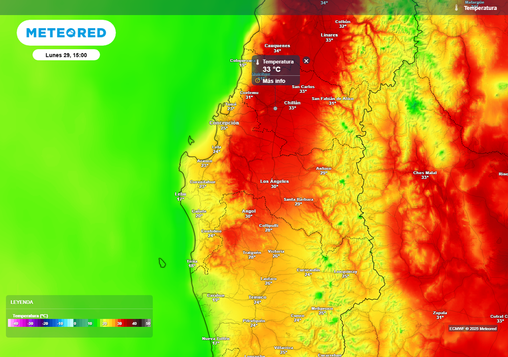 Pronóstico próxima semana en Chile centro sur, Meteored