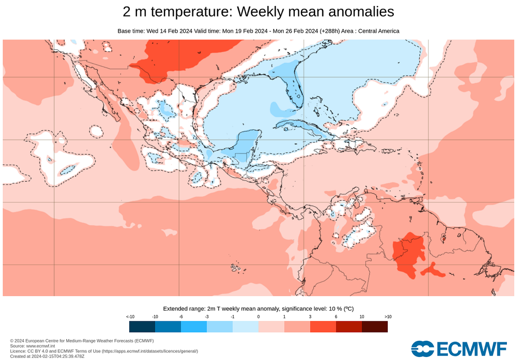 Anomalía de temperaturas en grados Celsius
