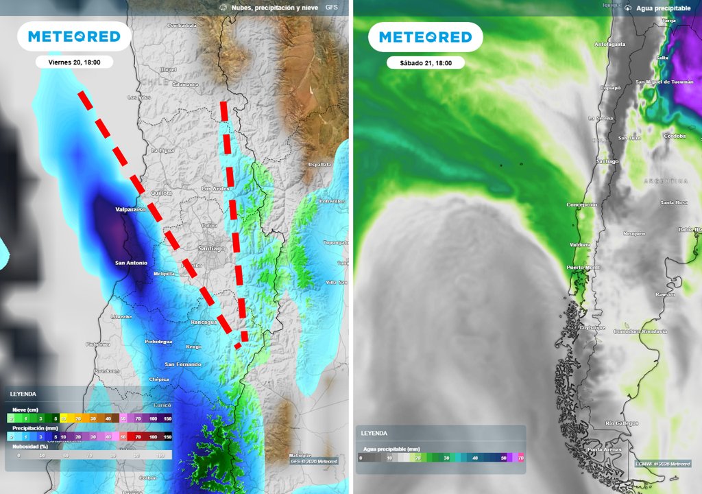 Las lluvias seguirán presentes en Chile en lo que resta de semana. Serán dos los frentes que se moverán por el país, dejando precipitaciones hasta la Región de Coquimbo.