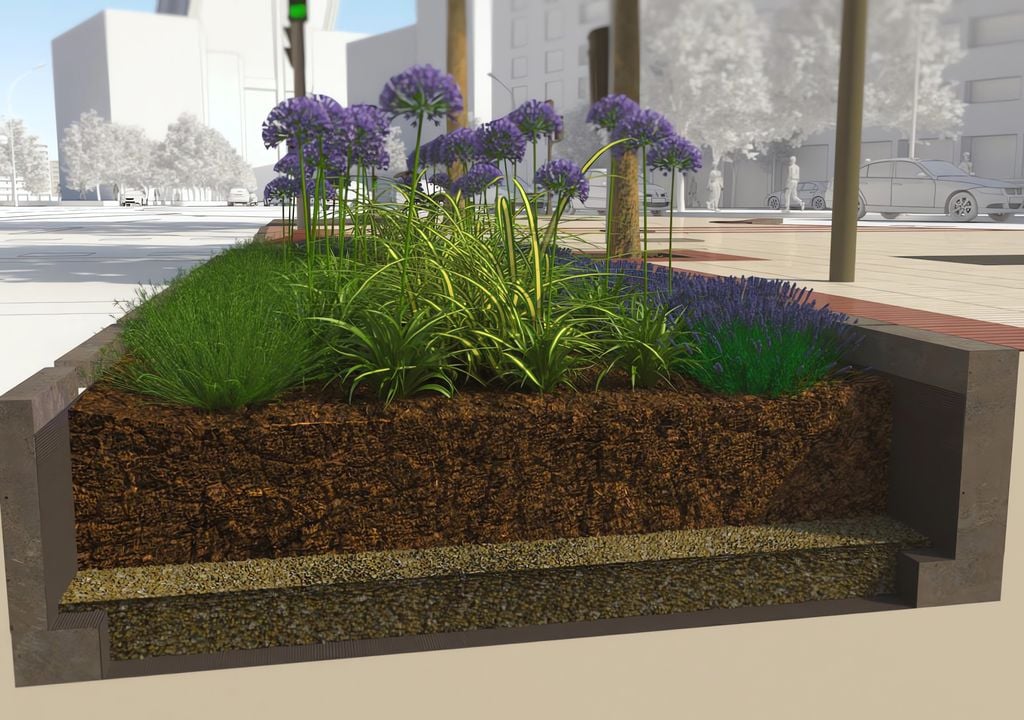 Proyecto de drenaje sostenible para ampliar zonas ajardinadas. Ayuntamiento de Madrid.