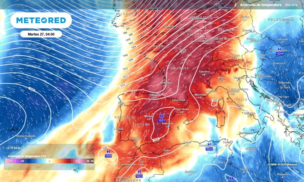 En estos próximos días se instalará una masa de aire muy suave para la época asociada a la dorsal.