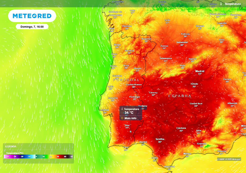 Calor voltará a intensificar de forma gradual em Portugal continental a partir do próximo domingo, 7 de junho, sendo inicialmente mais marcante nas regiões do interior.