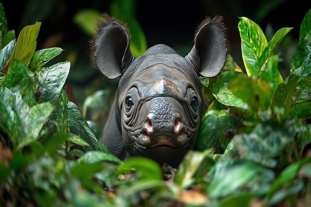 El rinoceronte de Sumatra está al borde de la extinción, con menos de 80 individuos en estado salvaje. La caza ilegal y la destrucción del hábitat son las principales amenazas.