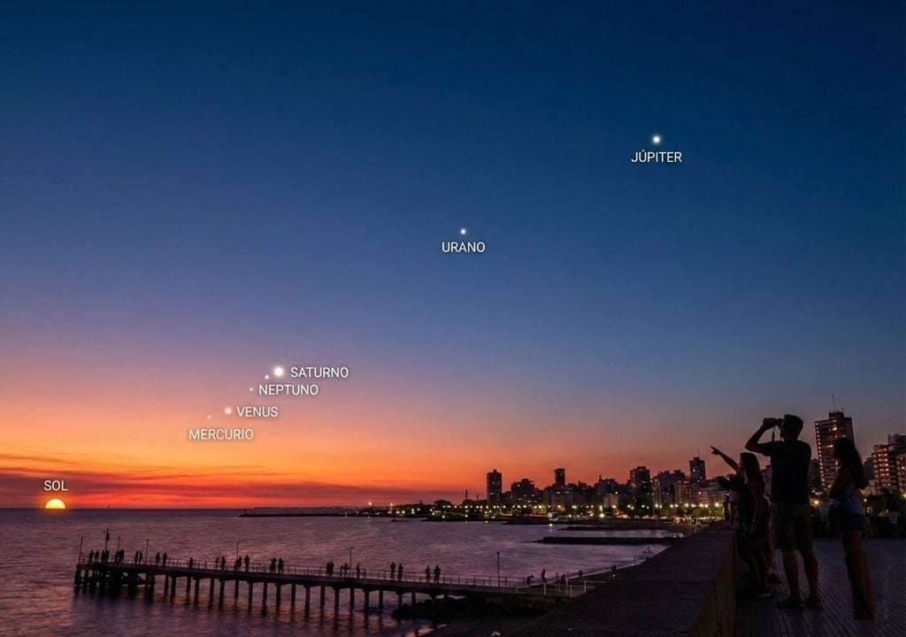 Espectacular alineación planetaria de seis mundos este 28 de febrero: cómo y a qué hora podrás ver el desfile cósmico Espectacular alineación planetaria de seis mundos este 28 de febrero: cómo y a qué hora podrás ver el desfile cósmico. Imagen ilustrativa no realista. MYL Studio.