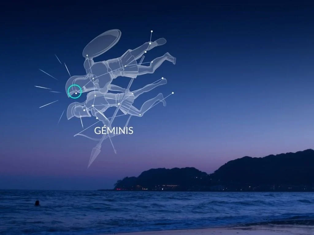 El radiante de las Gemínidas (el punto en el cielo desde el cual parecen provenir los meteoros) es la constelación de Géminis. Crédito: Starwalk.