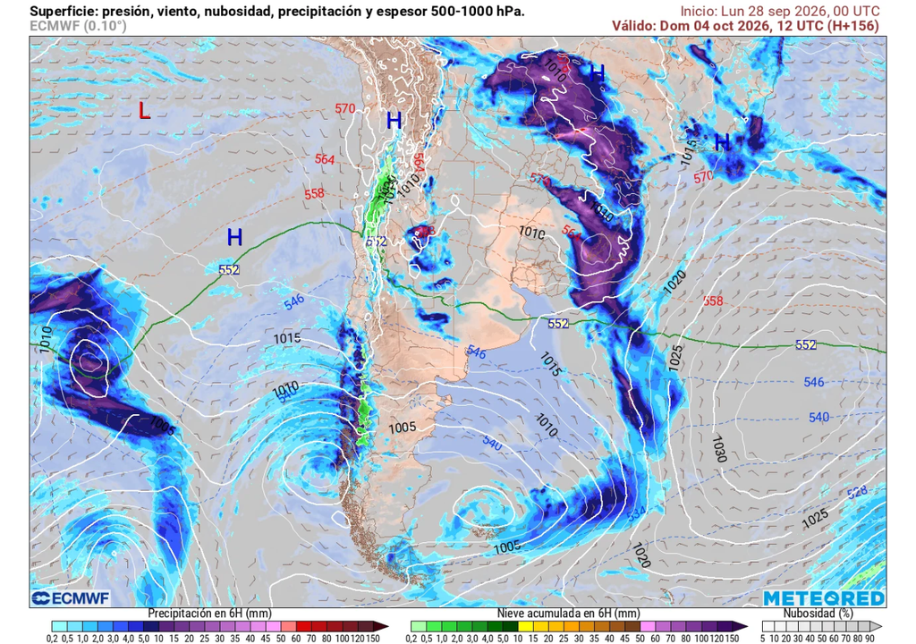 precipitación y presión prevista El domingo la vaguada de altura se refuerza y podría llevar precipitaciones sólidas a la cordillera del Norte Chico y de Antofagasta.