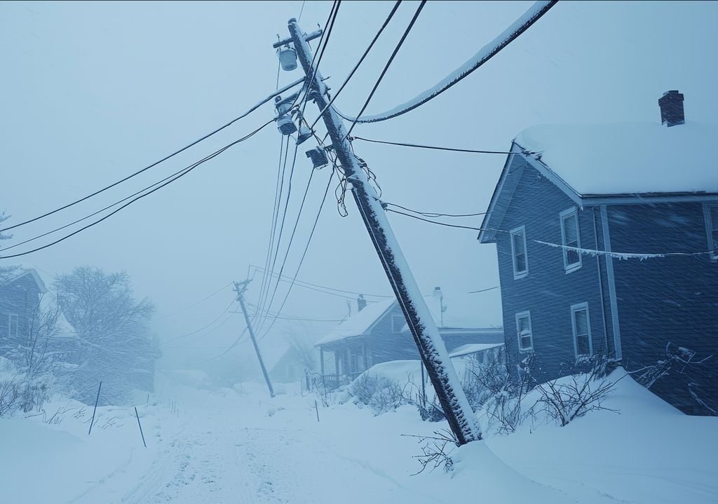 Aftermath of Heavy Snowstorm: Downed Power Line