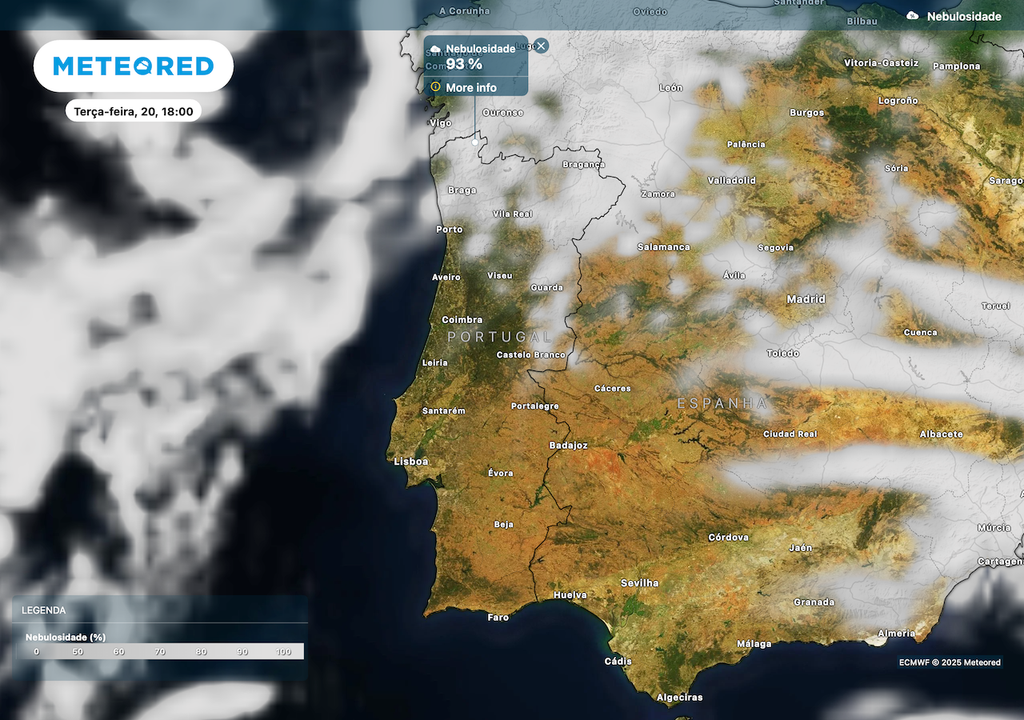 Redução da nebulosidade durante a semana em Portugal. Redução da nebulosidade durante a semana em Portugal.
