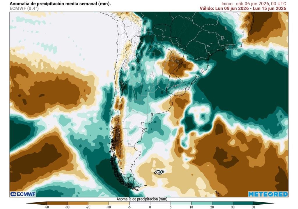 En nuestro reciente mapa semanal de anomalía de precipitación en Chile, se puede observar que cerca de la zona central existe una posible tendencia de lluvias sobre lo normal durante los próximos días.