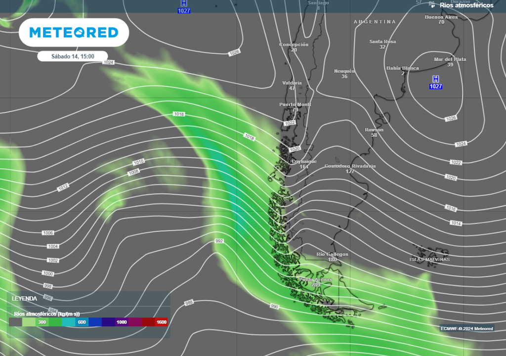 Mapa de río atmosférico
