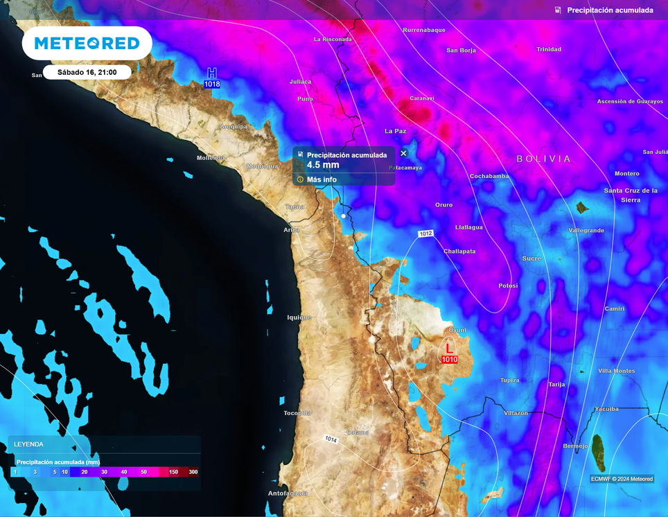 mapa de precipitación acumulada.