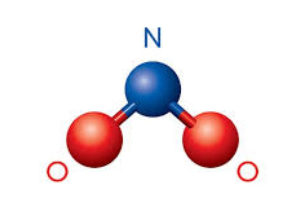 Representación molecular del dióxido de nitrógeno (NO₂)