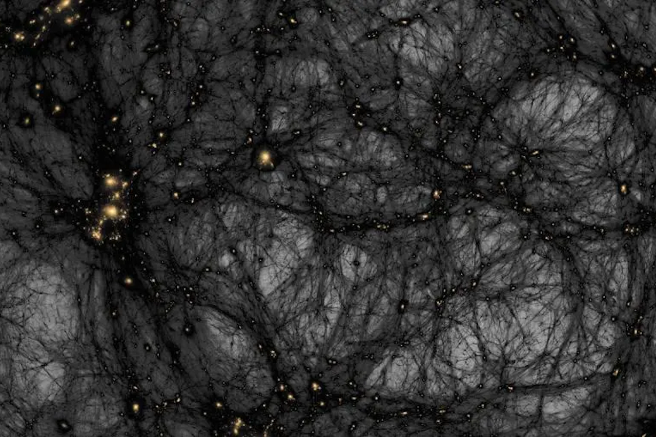 Simulación de la formación de estructuras de materia oscura desde el universo primitivo hasta la actualidad. Crédito: Ralf Kaehler/SLAC.