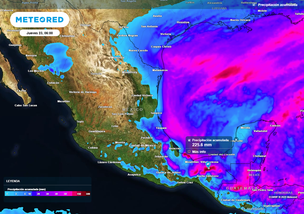 Pronóstico de lluvias acumuladas en milímetros