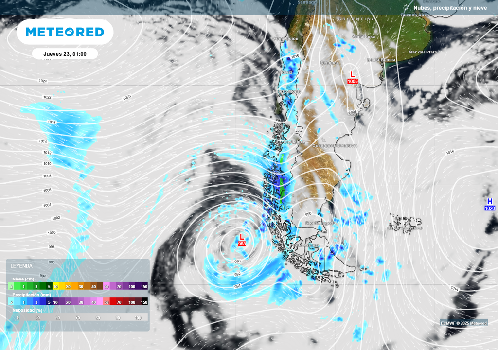 mapa de lluvia y nieve.