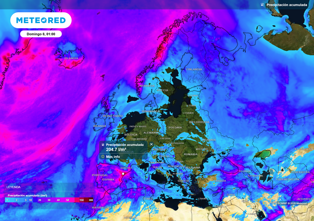 España será la protagonista en cuanto a precipitaciones, gracias a un escenario atmosférico que propiciará el inicio de un episodio húmedo.