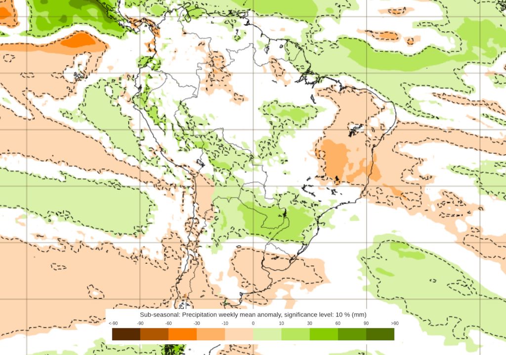 Previsão de anomalias de chuva entre os dias 13 e 20 de outubro. Previsão de anomalias de chuva entre os dias 13 e 20 de outubro.