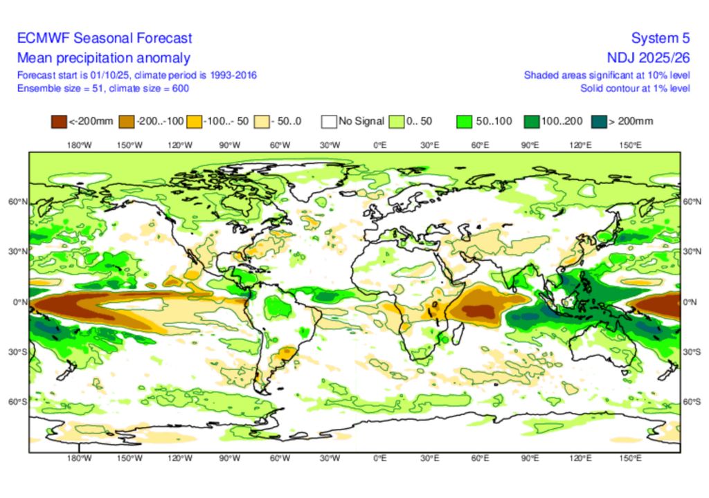 Previsão de anomalias de chuva nara o trimestre novembro - dezembro - janeiro. Previsão de anomalias de chuva nara o trimestre novembro - dezembro - janeiro.