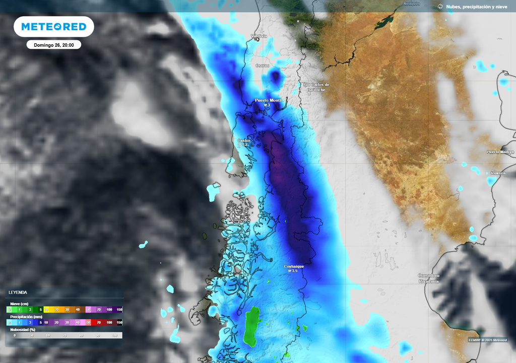 mapa de lluvia y nieve.