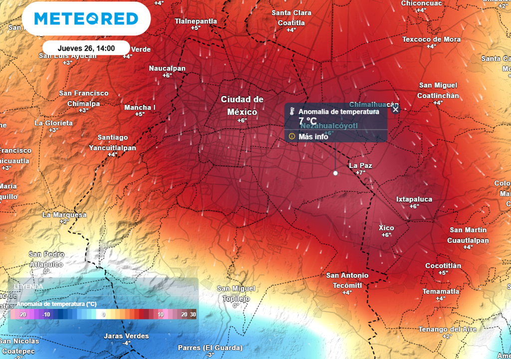 verano En las tardes continuarán las temperaturas por encima del promedio respecto a esta época del año. Las anomalías de temperatura serán mayores a 7 °C.