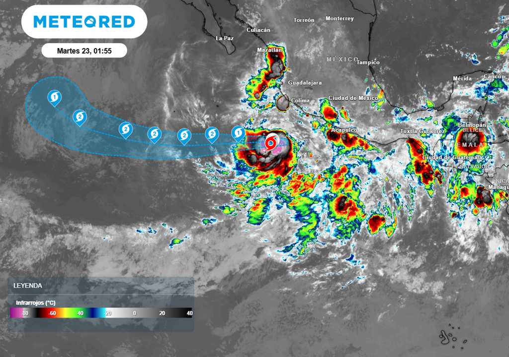 La tormenta tropical Narda ganará fuerza en los próximos días mientras se mueva al oeste alejándose paulatinamente del territorio mexicano.