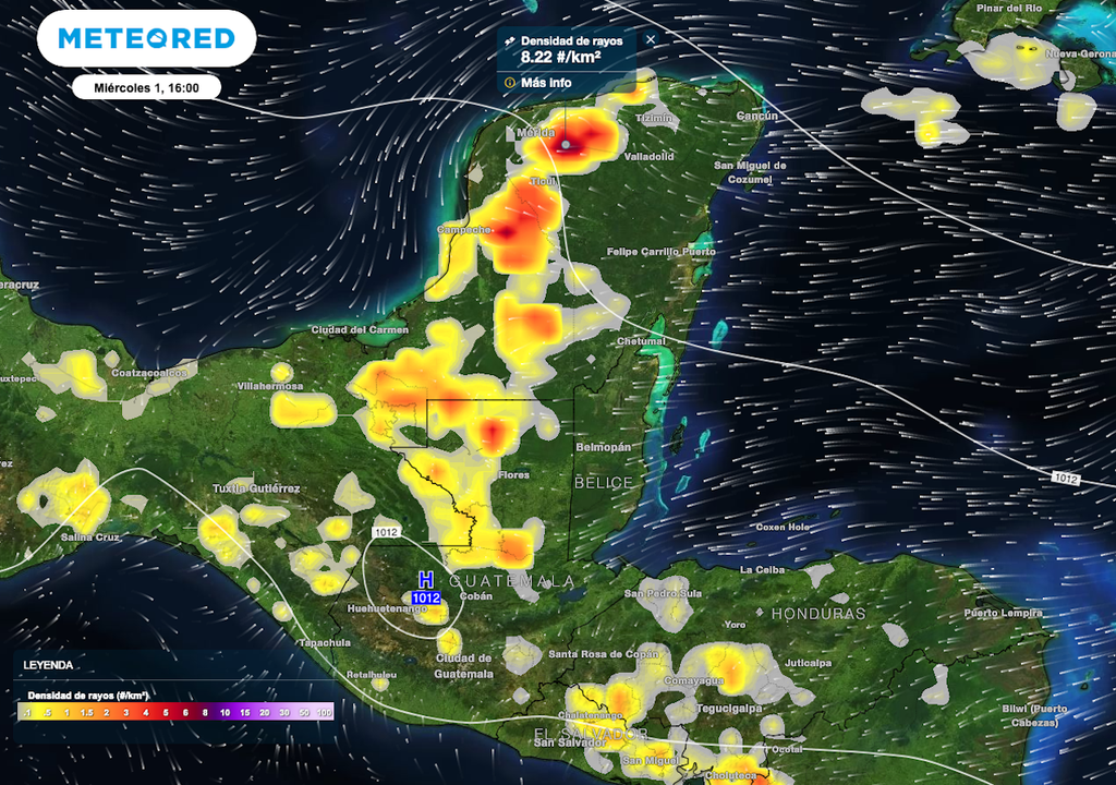 Las tormentas eléctricas pudieran ser más activas por la tarde en la Península de Yucatán.
