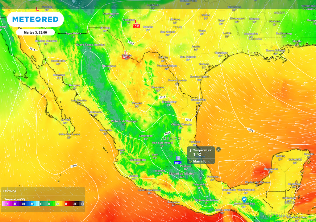 Las temperaturas mínimas más frías, se dejan sentir sobre sierras del Noroeste y partes del Centro.