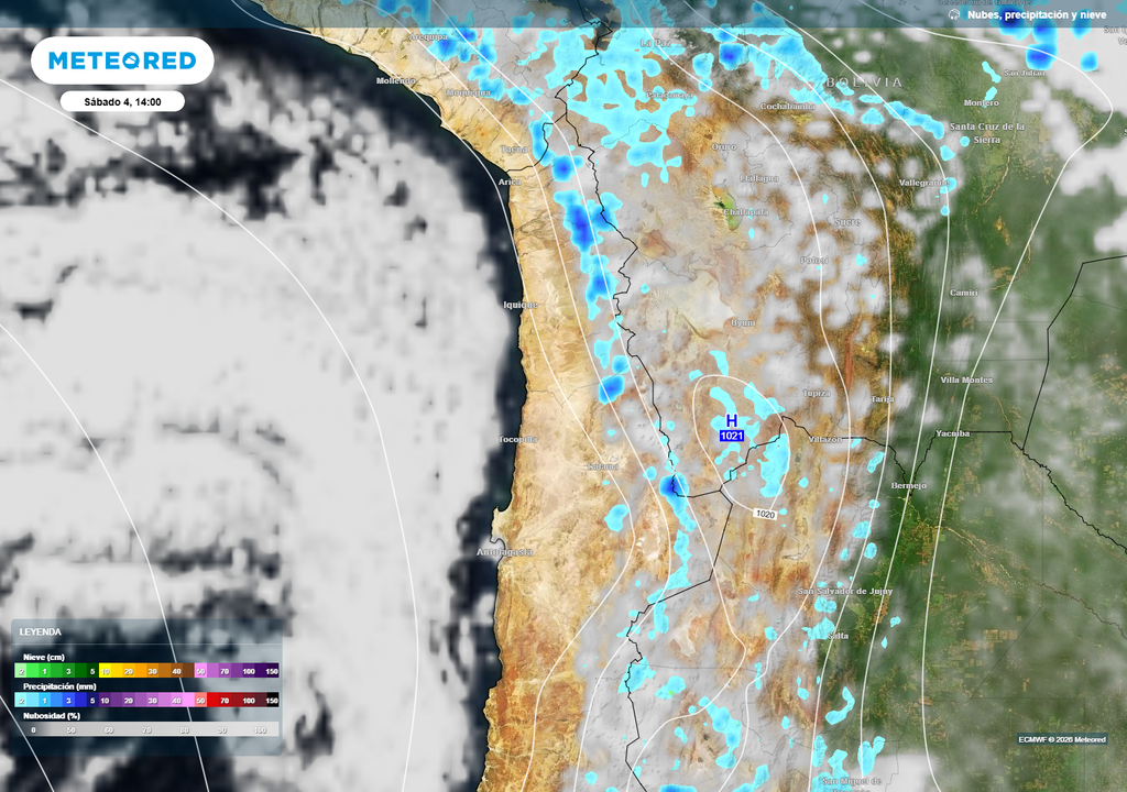 Las lluvias se activarán en la tarde en zonas del norte grande. Las precipitaciones se extenderán hasta hora de la noche.