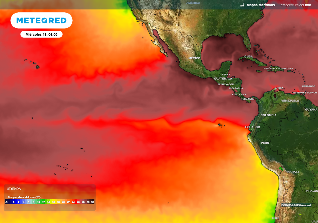 Temperaturas de la superficie del mar
