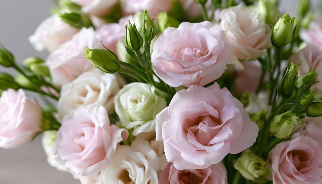 flower Por la forma de sus pétalos y sus tallos largos, el lisianthus aporta un aspecto delicado a los ramos y combina especialmente bien con flores de mayor tamaño.