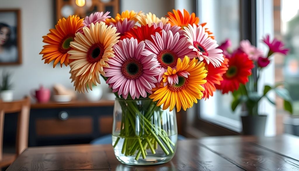 gerberas No hace falta tener experiencia haciendo arreglos para combinar flores del jardín y crear un ramo natural, colorido y lleno de personalidad.