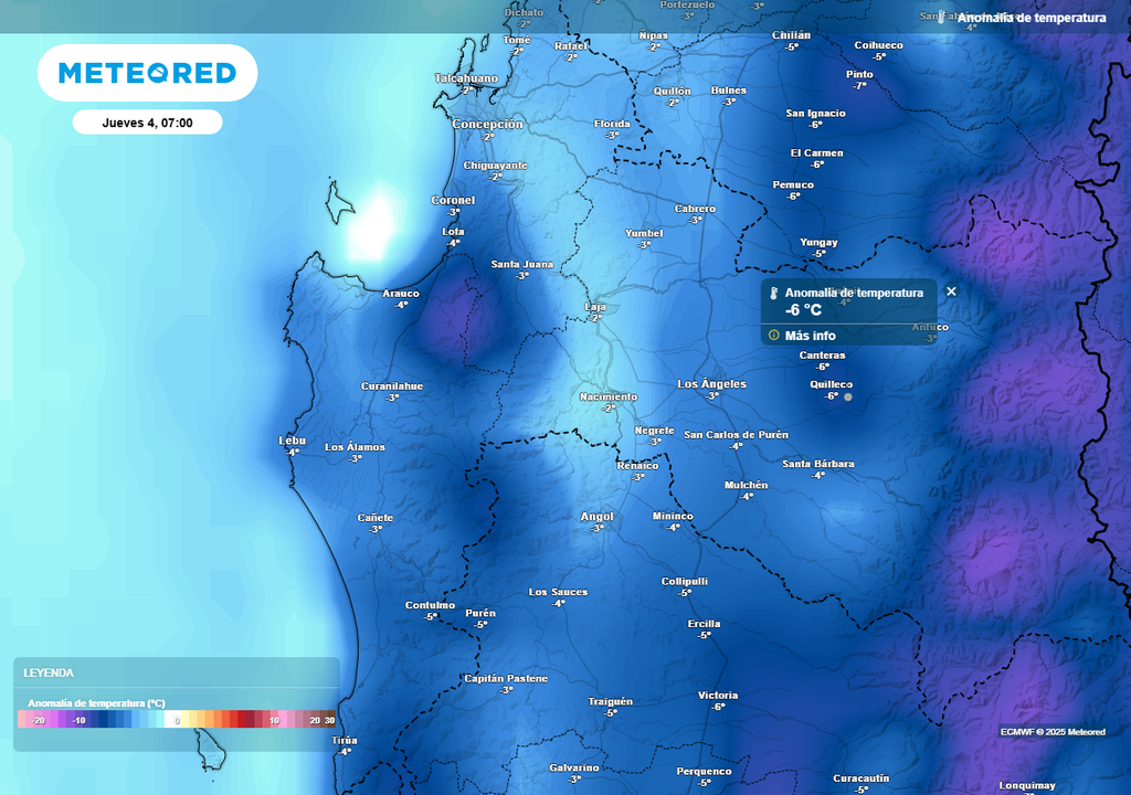 Helada meteorológica en la Región de Biobío, Meteored, Chile