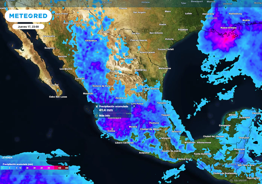 Lluvia acumulada México jueves 17 de julio Lluvia acumulada México jueves 17 de julio