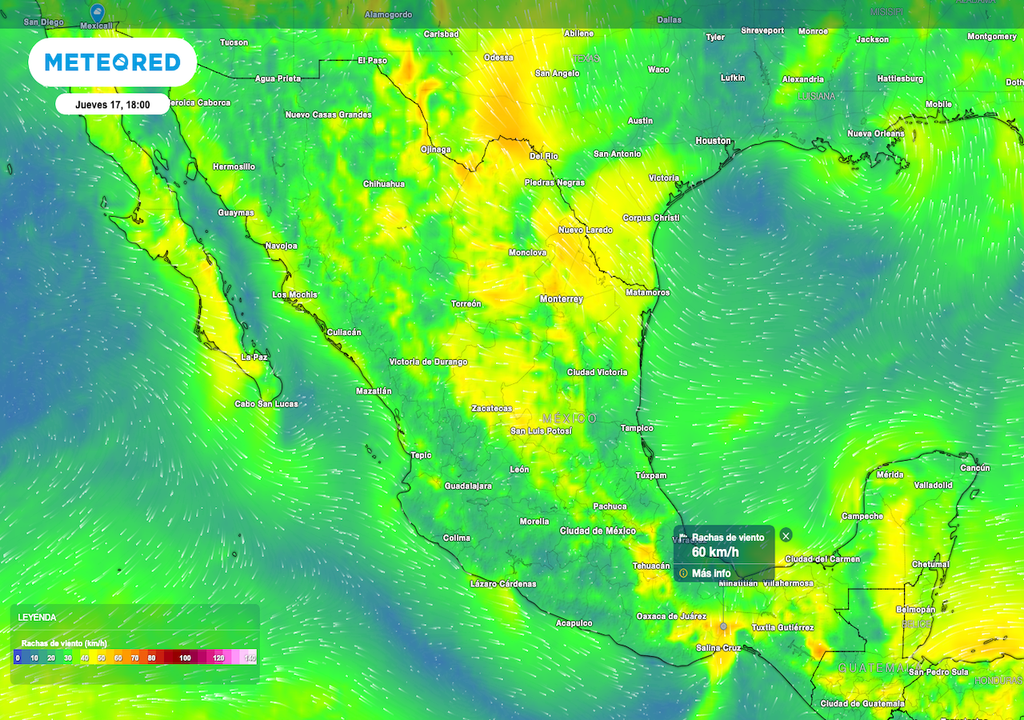 Rachas de viento en México julio 17 2025