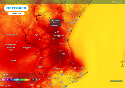 Este jueves se disparar&aacute; el calor en la provincia de Valencia con un mediod&iacute;a hasta 10 &ordm;C m&aacute;s caluroso