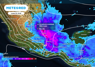 Este lunes 22 de diciembre, lluvias y vientos reforzados por vaguadas, una nueva masa de aire y el sistema frontal 23