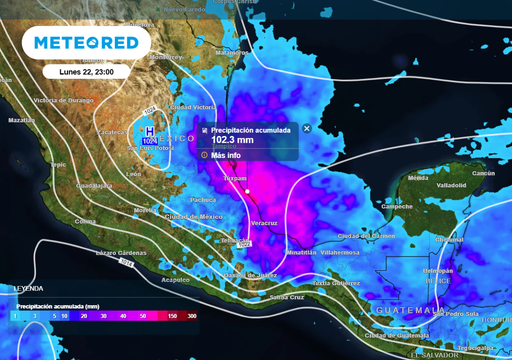Este lunes 22 de diciembre, lluvias y vientos reforzados por vaguadas, una nueva masa de aire y el sistema frontal 23
