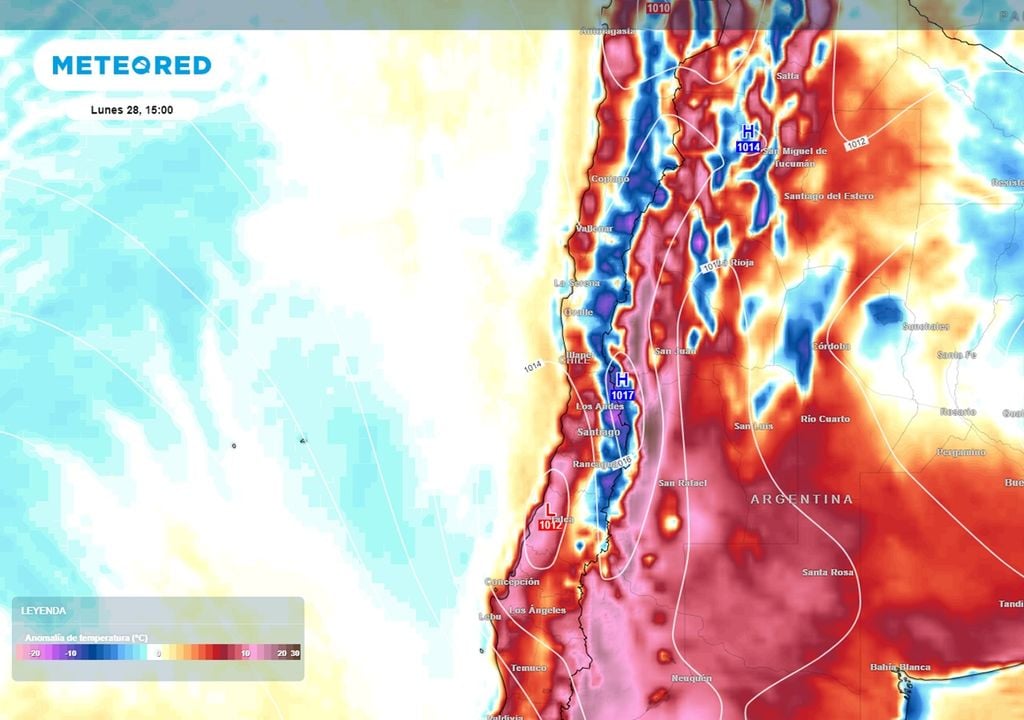 anomalía de temperatura en superficie