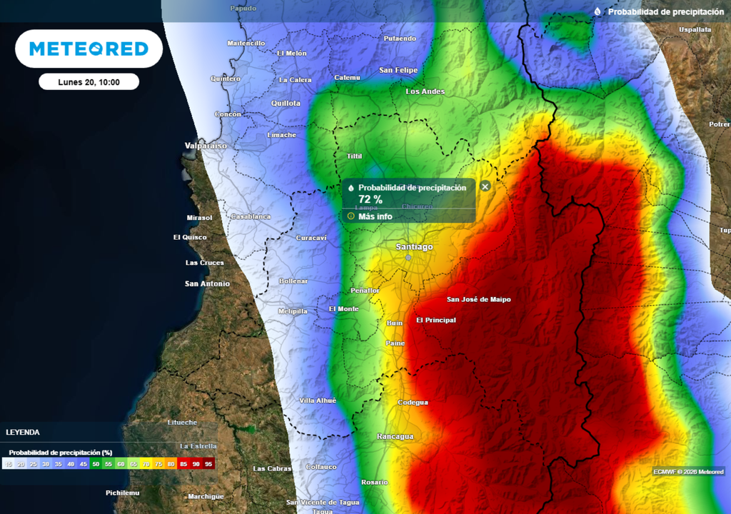 En la mañana del lunes se concentra la mayor probabilidad de precipitación en el centro capitalino.
