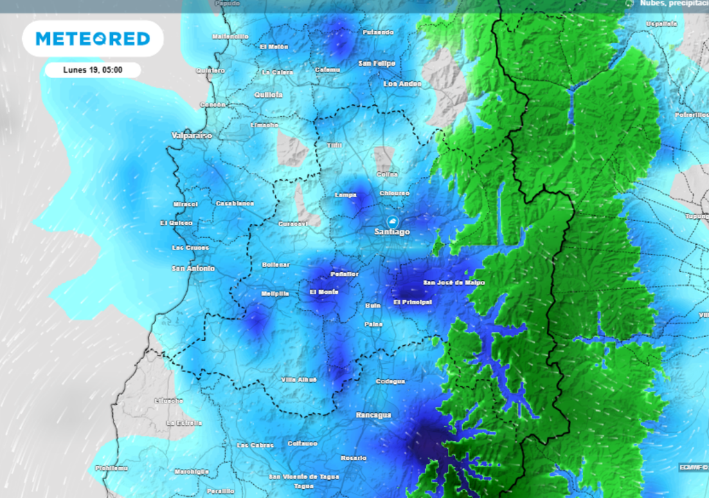 Luvias y nieve en la Región Metropolitana