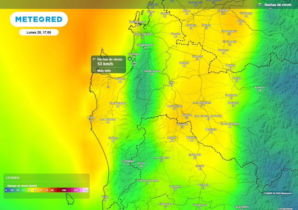 Altas temperaturas para Región de Biobío, Meteored, Chile Altas temperaturas para Región de Biobío, Meteored, Chile