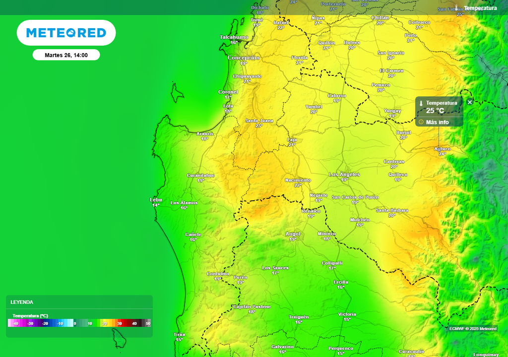 Altas temperaturas en la Región de Biobío, Meteored, Chile Altas temperaturas en la Región de Biobío, Meteored, Chile
