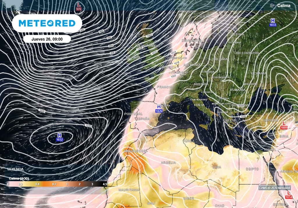 La lengua de polvo sahariano arrancará entre Marruecos y Mauritania para alcanzar finalmente Escandinavia.